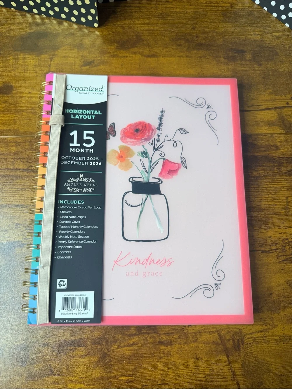 Organized by Happy Planner 15-Month Horizontal Planner - Pink Floral Cover